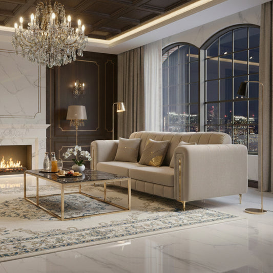 Contemporary Sofa 3 Seater - Beige