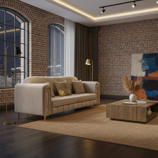 Contemporary Sofa 3 Seater - Beige
