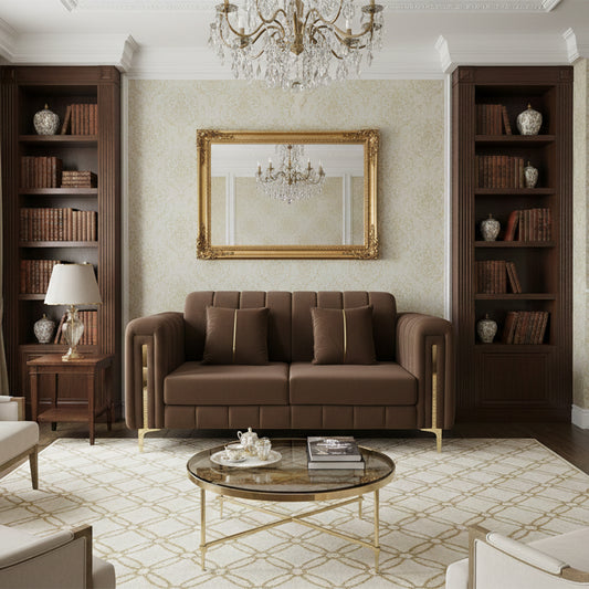 Contemporary Sofa 2 Seater - Chocolate Brown